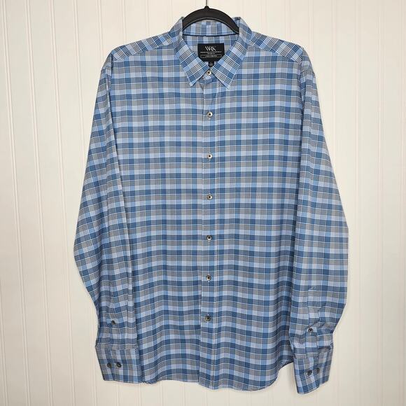 WRK New York 4-Way Stretch Plaid Button Down Shirt Mens Sz Large Business Casual - Picture 7 of 7